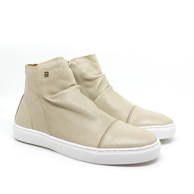 Tênis-Feminino-Perlatto-Fre3128-em-Couro-Off-White-Burned
