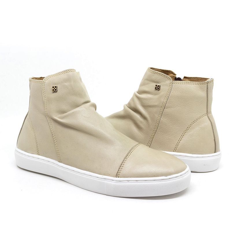 Tênis-Feminino-Perlatto-Fre3128-em-Couro-Off-White-Burned
