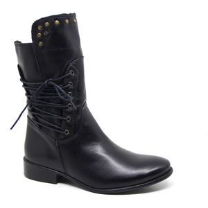 Bota Feminina Com456 Couro Preto Burned