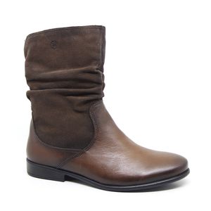 Bota Feminina Cano Médio Lun674 em Couro Tabaco/sued Castor Mid Old