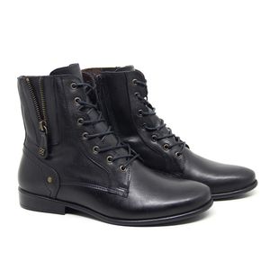 Coturno Feminino Luna em Couro Preto - LUN677