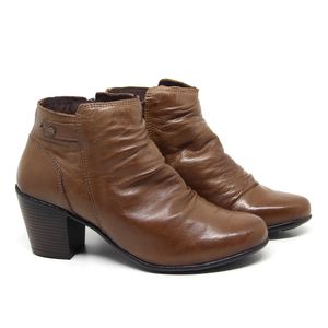Bota Cano Baixo NFI3021 c/ Ziper em Couro Tabaco Burned