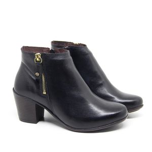 Bota Cano Baixo NFI3013 c/ Ziper em Couro Preto Burned