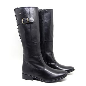 Bota Feminina Com409 em Couro Preto Burned