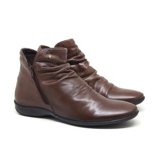 Bota Feminina Ang820 c/ Rugas e Zíper em Couro Cafe Burned