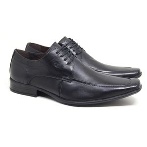 Sapato Social Mon7732 de Amarrar em Couro Preto Burned