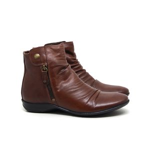 Bota Feminina Ang867 Couro Mogno Burned