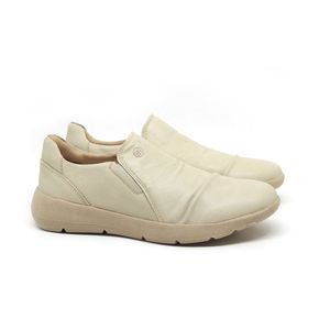 Tênis Feminino Luc002 de Calçar em Couro Offwhite