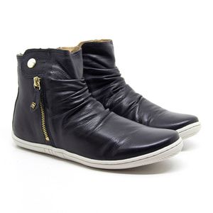 Tênis Feminino Fiz2623 Couro Preto Burned S/o