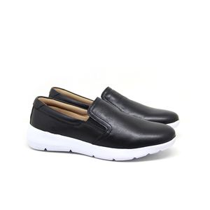 Tênis Feminino Luc004 de Calçar em Couro Preto