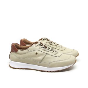 Tênis Feminino Tie23 Couro Off White/Tan