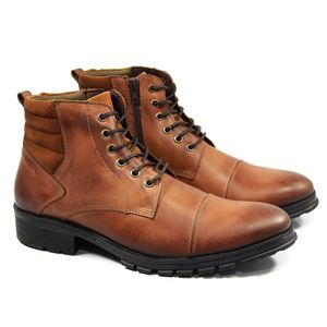 Coturno Roc1344 de Amarrar em Couro Tan/Sued Mostarda Old