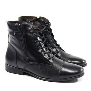 Coturno Feminino Luna em Couro Preto - LUN687