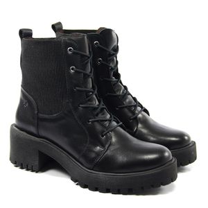 Bota Feminina com Lycra MUN007 em Couro Preto Burned