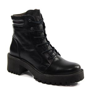 Bota Feminina de Amarrar MUN010 em Couro Preto Burned
