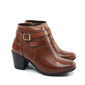 Bota Feminina com Tiras NFI3038 Couro Pinhão Burned