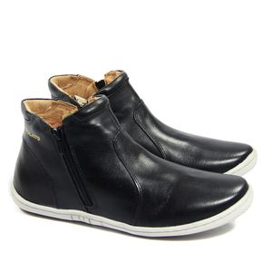 Bota Casual Feminina de Zíper Fiz2637 em Couro Preto Burned