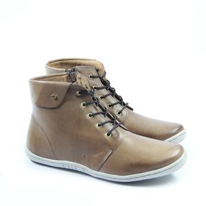 Bota Casual Feminina de Amarrar Fiz2638 em Couro Amêndoa Burned