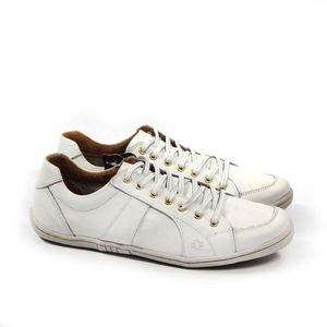 Tênis Casual Feminino de Amarrar Fiz2642 em Couro Branco
