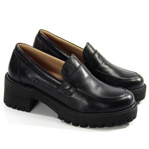 Sapato Feminino com Gravata Lisa Mun008 em Couro Preto Burned