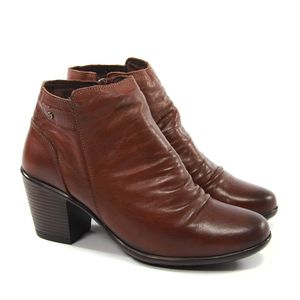 Bota Cano Baixo NFI3021 Ziper Couro Mogno Old