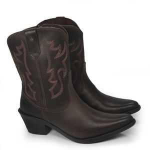 Bota Feminina Wes003 Couro Café Old Bord. Café