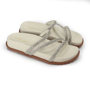 Sandália Birken Feminina Birklp021 em Prata/Off White
