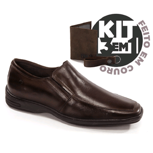 Kit Sapato Social Masculino  Calçar Med002k Couro Pinhão Antique Preto