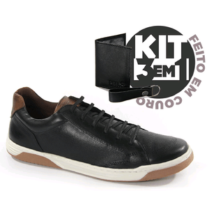 Kit Sapatênis Mtr005k Couro Preto/Tabaco Burned