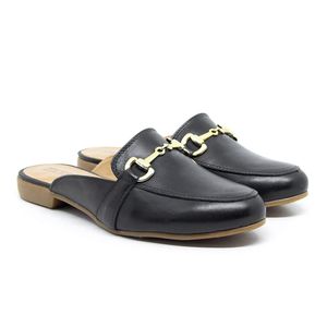 Mule Troian em Couro Preto - TRO1123