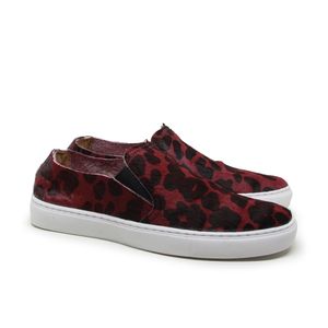 Tênis Feminino de Calçar Fre3148 em Couro Animal Printing Vermelho