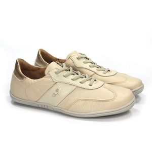 Tênis Feminino Fiz001L c/ Elástico em Couro Creme Burned
