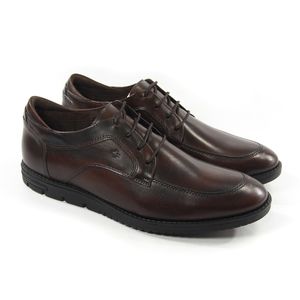 Sapato Casual Masculino de Amarrar Men009 em Couro Mogno Antique Preto