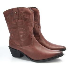 Bota Feminina Wes003 Couro Rosso Old