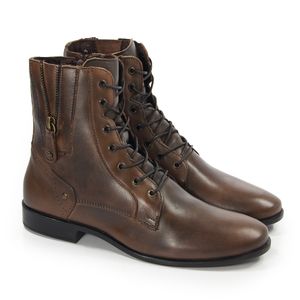 Coturno Feminino Luna em Couro Tan Antique Preto - LUN677