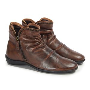 Bota Feminina Angel em Couro Tan Vintage Pt - ANG811