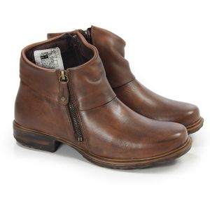 Bota Feminina Dij006 Zíper Couro Tan Vintage Pt
