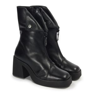 Bota Feminina Stu003 Couro Preto Burned