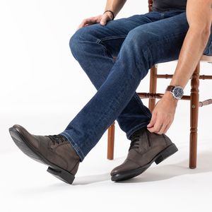Coturno Masculino Gua9327l de Amarrar em Couro Terracota Velutto Pto