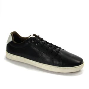 Sapatênis Masculino de Elástico Bil007L em Couro Preto/Branco