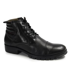Coturno Masculino Roc1351L de Amarrar em Couro Preto Burned