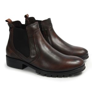 Coturno Masculino em Couro Pinhão Antique Preto - Roc1352L