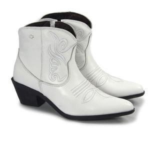 Bota Feminina Wes005 Couro Branco Rubber