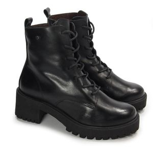 Bota Feminina Mun017 de Amarrar em Couro Preto Burned