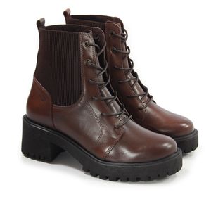 Bota Feminina Mun007 c/ Elástico Couro Pinhão Antique Preto