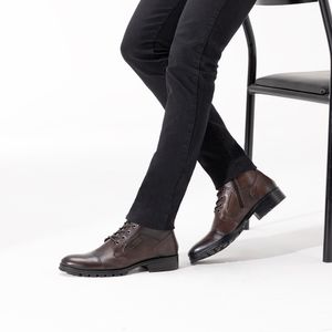 Coturno Masculino Roc1355L c- Ilhos em Couro Pinhao Antique Preto