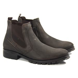 Coturno Masculino de Elástico Roc1353 em Couro Chocolate Lixado