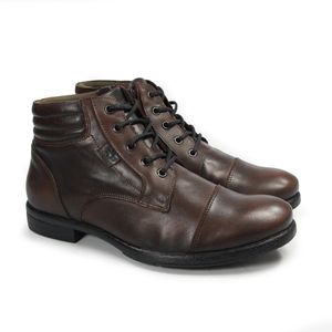 Coturno Masculino Gua9329L c/Ilhos em Couro Tabaco/Preto Old