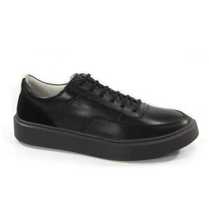 Sapatênis Masculino Det008 em Couro Preto