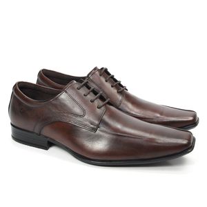 Sapato Social Masculino Mon005 de Amarrar em Couro Pinhão Antique Preto
